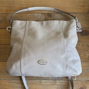 Coach Pebbled Leather Shoulder Bag in Light Beige